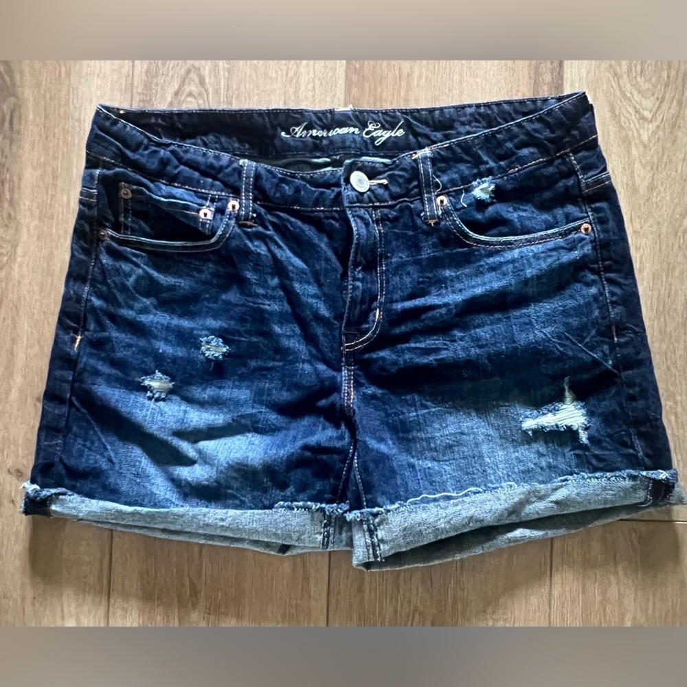 American Eagle Outfitters Blue Jean Shorts Distressed Cut-Off